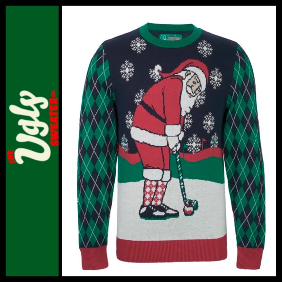 NWOT Ugly Christmas Sweater Unisex Golfing Santa - Picture 2 of 10